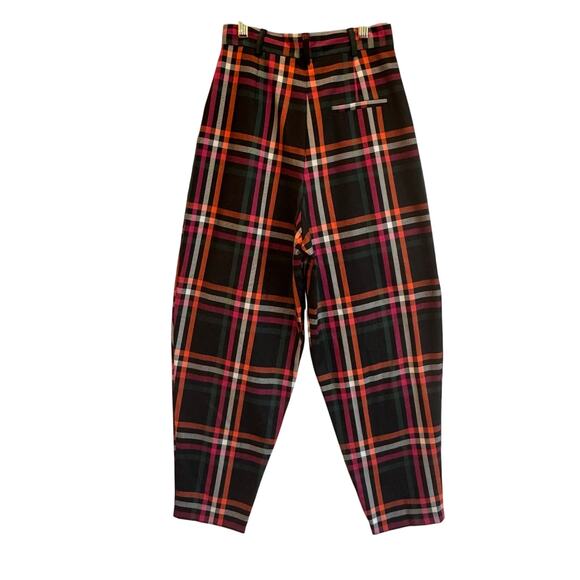 ASOS plaid tapered trousers high rise fall winter check pants size 4 preppy - Picture 5 of 9